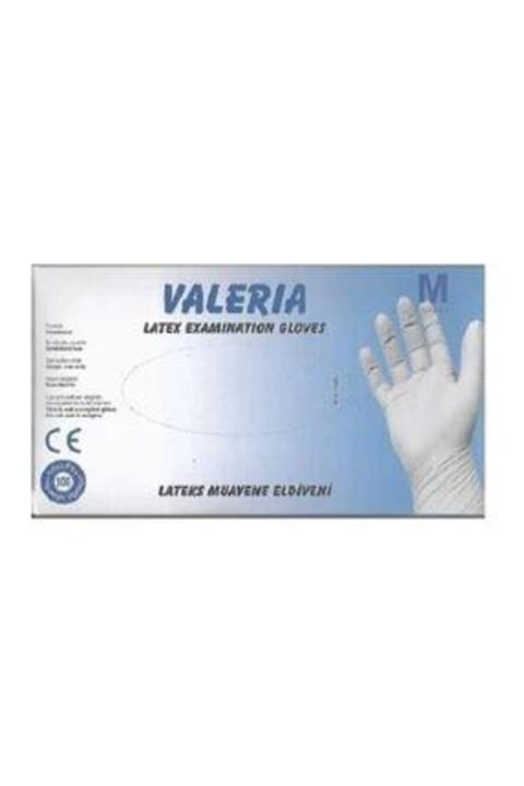 VALERIA Lateks Muayene Eldiveni Medium Pudralı 100 Adet