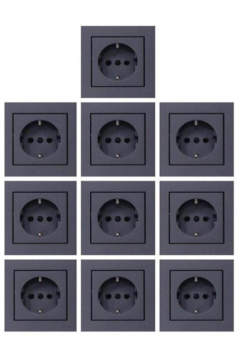 OVİVO Füme Grano Topraklı Priz 10 Adet Ogfontp