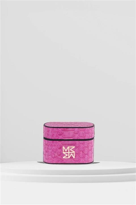 MHIRAJE Pembe Hakiki Piton Derisi Airpods Pro Uyumlu Kılıf