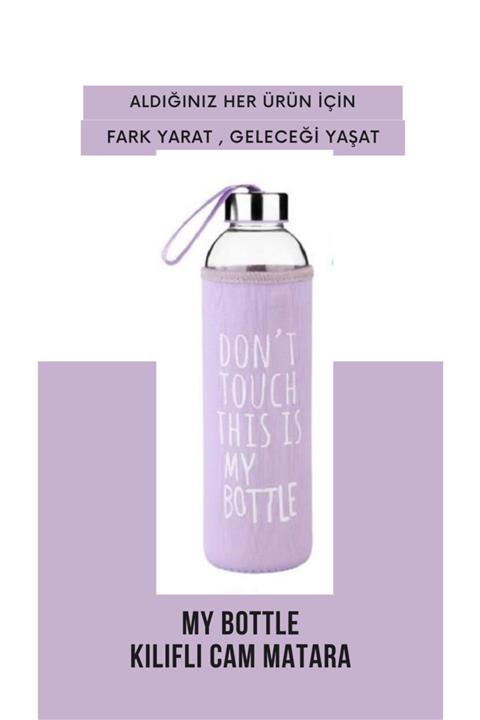 My Bottle Lila Kılıflı Cam Matara 500 Ml