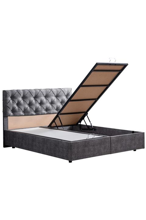 Setay Eylül Çift Kişilik Baza Başlık Seti, Antrasit Gri