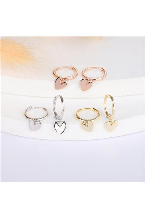 TRENDTAKI Gümüş Sarı Kalpli Küpe