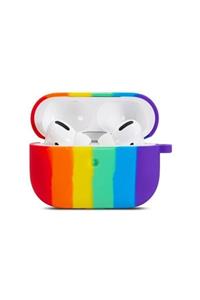 Apple Airpods Pro Gökkuşağı Silikon Koruma Kılıf