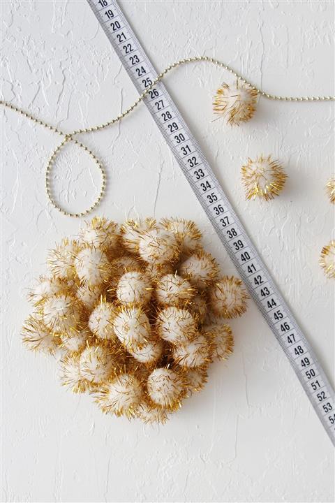 Funbou Simli Altın Peluş Ponpon / 20 Adet