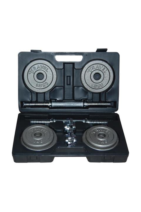 Ravel 15 Kg Deluxe Gri Döküm Plaka Çantalı Set