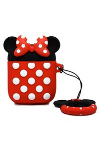 Mopal Kırmızı Minnie Mouse Tasarımlı Airpods Uyumlu Kılıfı