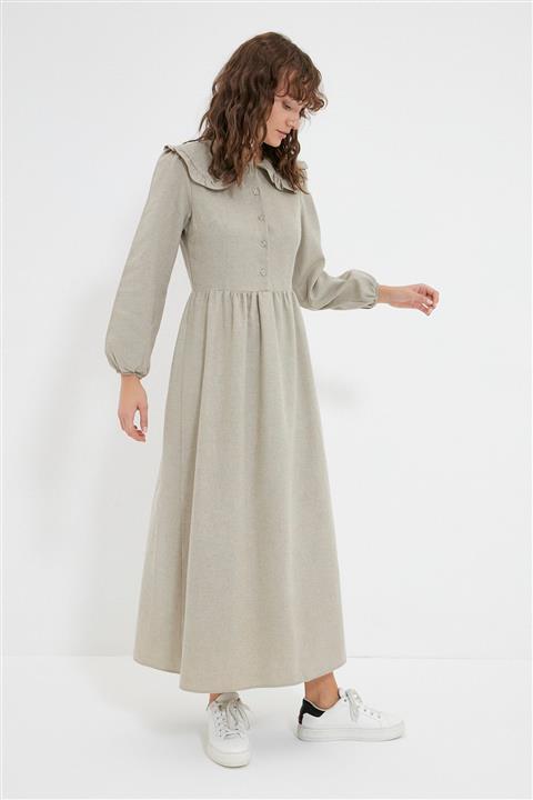 Trendyol Modest Taş Peter Pan Yaka Astralı Elbise TCTAW22EB0198