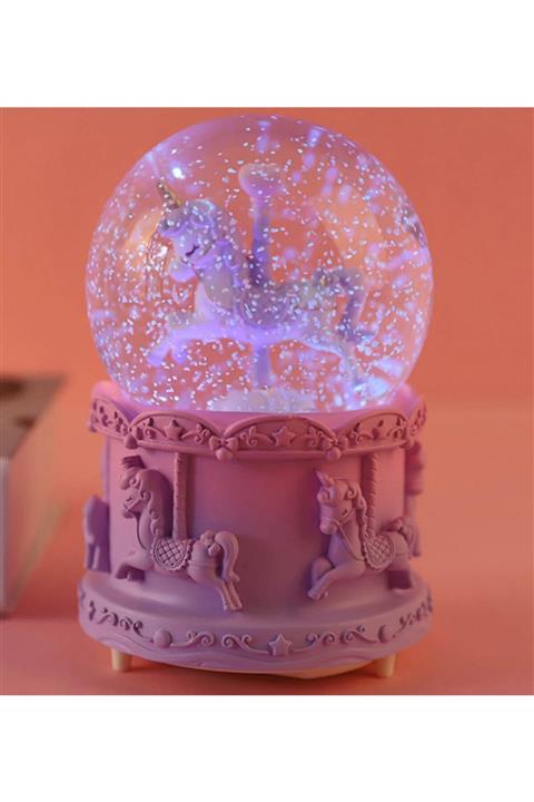 rk tasarım Atlı Karınca Unicorn Işıklı Kar Küresi (size45)