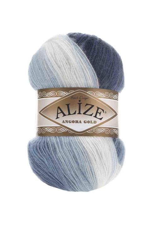 Alize Mavi Angora Gold Batik El Örgü İpi
