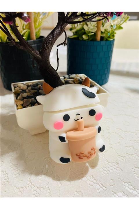 HomeFuture Airpods 1 Ve 2 Uyumlu Dekoratif Inek Cow Süt Milk Koyun Hayvan