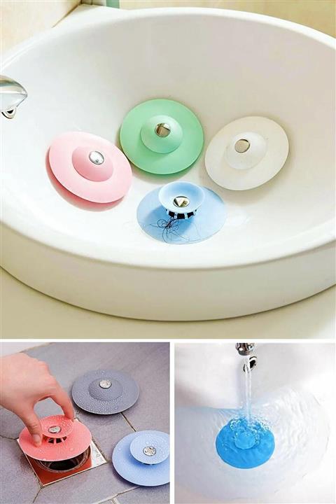 İndirimKap 2 Kademeli Dokunmatik Lavabo Tıkacı Silikon Lavabo Gider Tıpası
