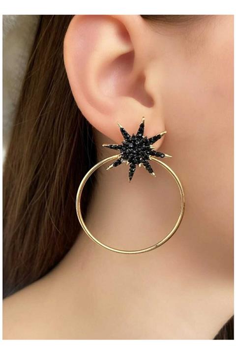 Midyat silver Kadın Yıldız Model Altın Kaplama Halka Küpe