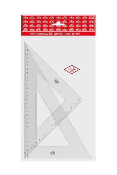Hatas Yayınları Gönye Set Teknik Okul Öğrenci 30 Cm 60-45 Derece
