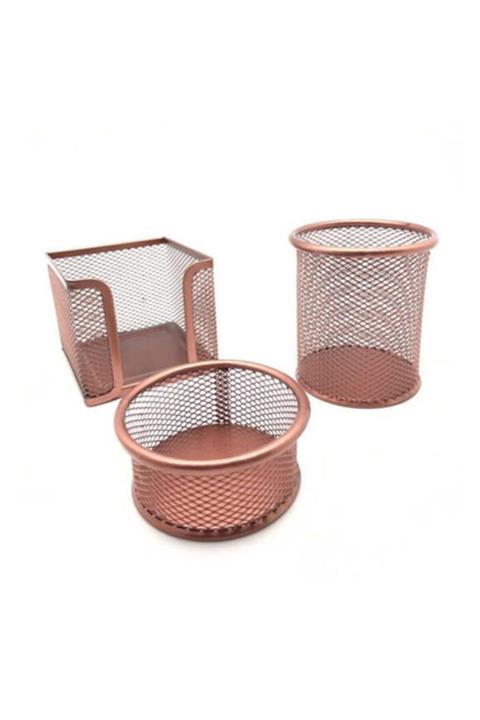 DRT Rose Gold 3 Lü Masaüstü Kalemlik Set