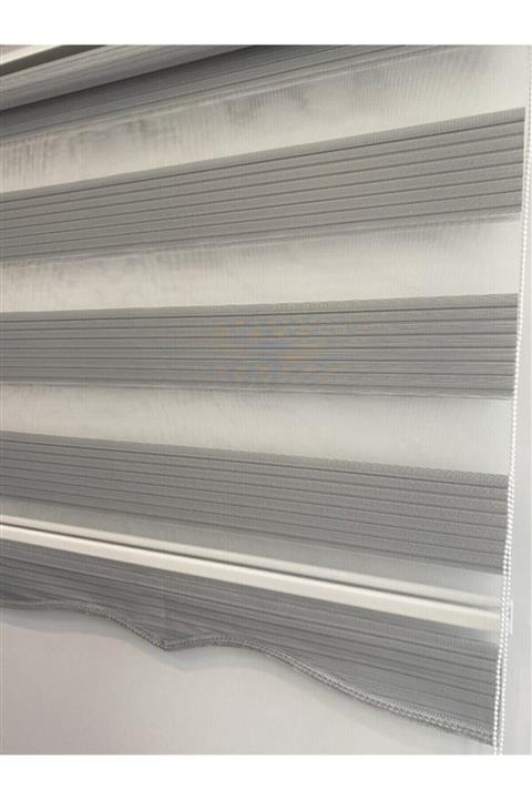 Brillant Store Gri Pliseli Zebra Perde