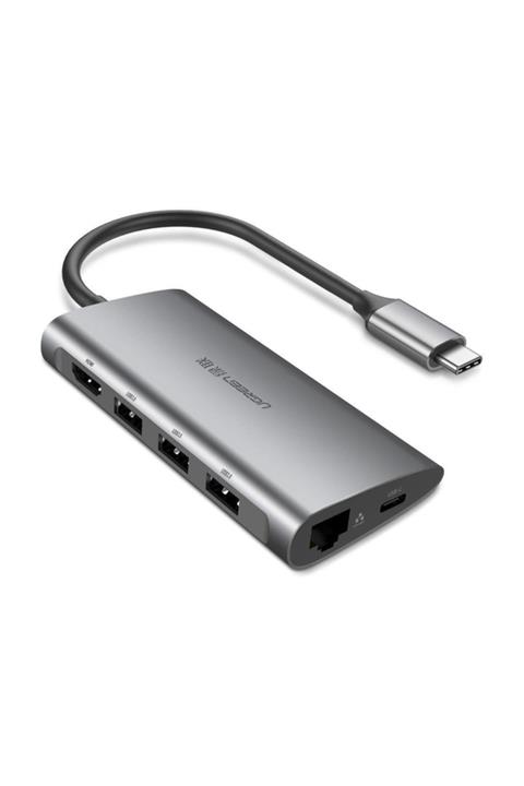 Ugreen Type-C Çok Fonksiyonlu Dönüştürücü HDMI Ethernet USB Kart Okuyucu