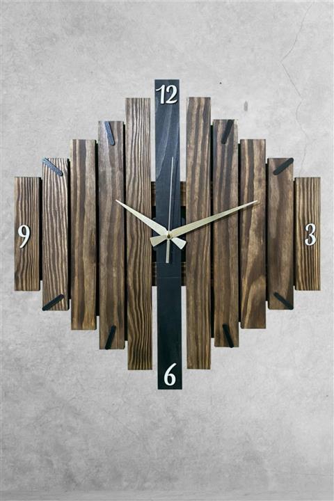 HanemGrup Ahşap Parçalı Otantik El Işçilikli Duvar Saati 50 Cm
