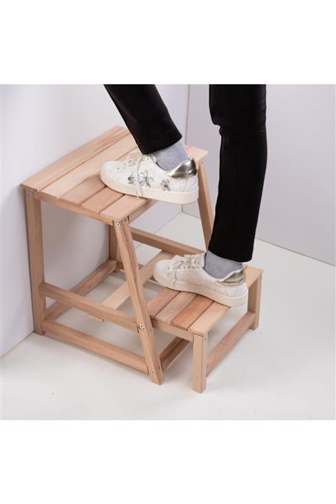 TNCN Mobilya Mutfak Gürgen Ahşap Merdiven Basamak Tabure