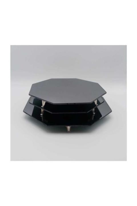 PARTİSERÜVENİ Unisex Gümüş Renk Petek Desen Aynalı Jardinyer Dekoru 3'lü