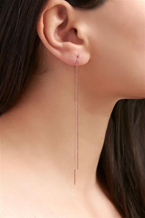 Selin Silver Zincir Model Küpe Sallantılı