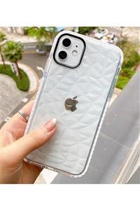 mooodcase Iphone 11 3d Prizma Dokulu Beyaz Kenar Detaylı Şeffaf Silikonlu Telefon Kılıfı