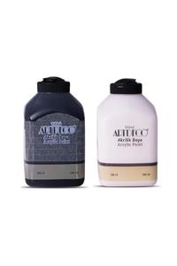 Artdeco Kozme Store - Akrilik Ahşap Boyası 2 X 500 Ml. Siyah Beyaz Set