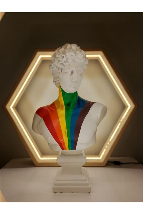 Hedgehog Art Michelangelo David Rainbow Heykel Büyük Boy Büst