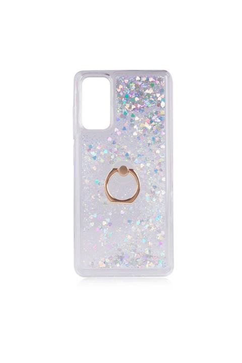 Samsung Galaxy S20 Fe  Kılıf Sıvılı Akışkanlı Renkli Desenli Simli Yüzüklü Silikon