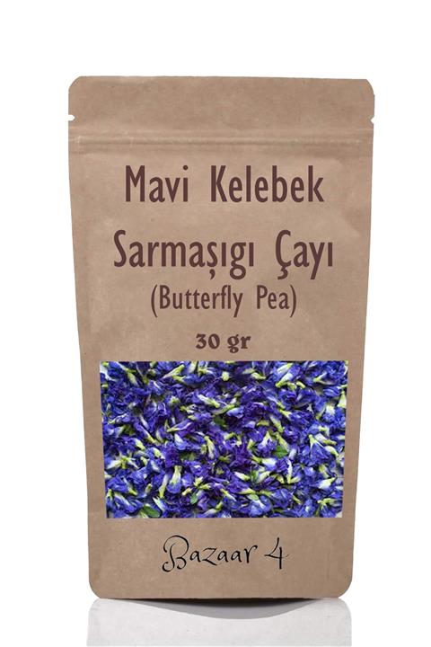 BAZAAR 4 Mavi Çay Butterfly Pea Flower Tea Mavi Kelebek Sarmaşığı Çayı 30 gr