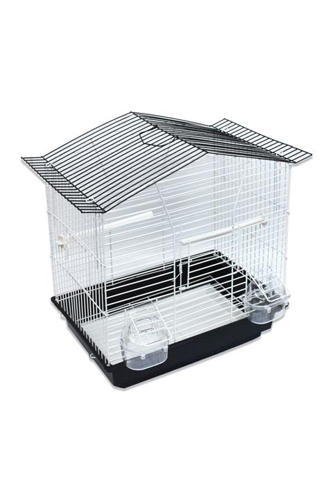 Hedicaret Kuş Kafesi Siyah Üçgen Çatı 45x40x25 Cm Çekmeceli Aksesuar Hediyeli