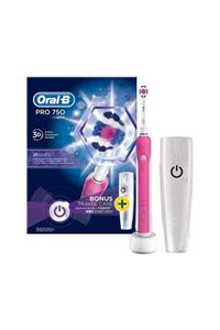 OralB Pro 750 Şarj Edilebilir Diş Fırçası Cross Action Pembe + Seyahat Kabı