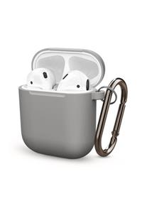 Moserini Airpod Silikon Kılıf Fit Koruyucu Kancalı Kılıf - Koyu Gri