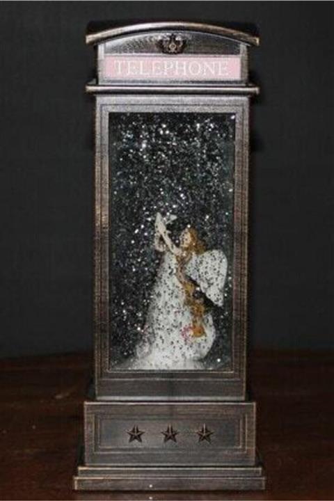 Trendyıldızı Kar Küresi Telefon Kulubesi Figür Melek Temalı 25 Cm Müzik Kutusu