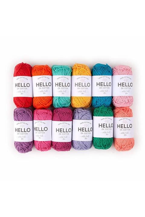 HELLO Punch Ve Amigurumi Iplik Seti Minik Yumaklar 25g X 12 Adet Canlı Renkler