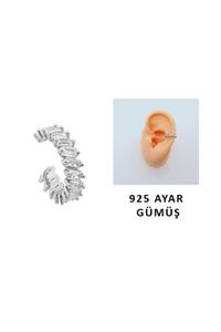 Dianora Piercing Baget Taşlı Gümüş Earcuff/sıkıştırmalı Küpe