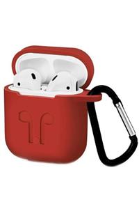 Miyosa Airpods 1 2 Uyumlu Taşıma Askılı Kırmızı Silikon Kılıf