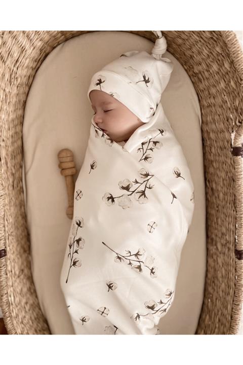 BLZ Pamuk Desen Penye Battaniye Ve Şapka