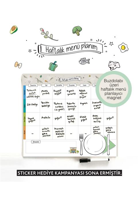 BLOPS Haftalık Menü Planlayıcı Magnet 36x31 cm