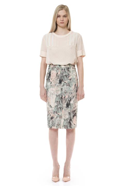 BİRELİN Kadın Yeşil Kalem Etek