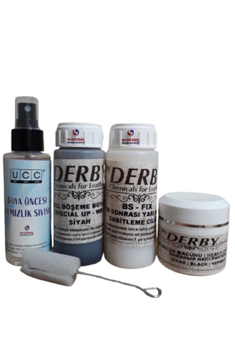 Derby Siyah Full Oto Döşeme Koltuk Bakım Boyama Temizleme Tamir Seti
