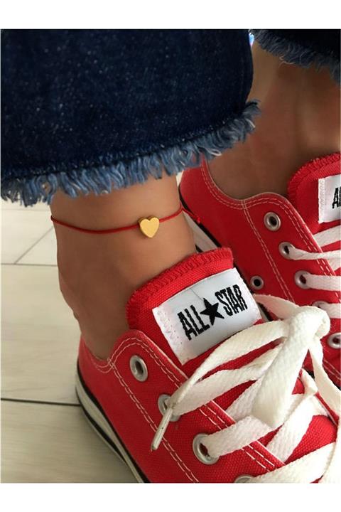 Serline Desing Kadın Kırmızı Ipli Kalpli Şans Halhalı