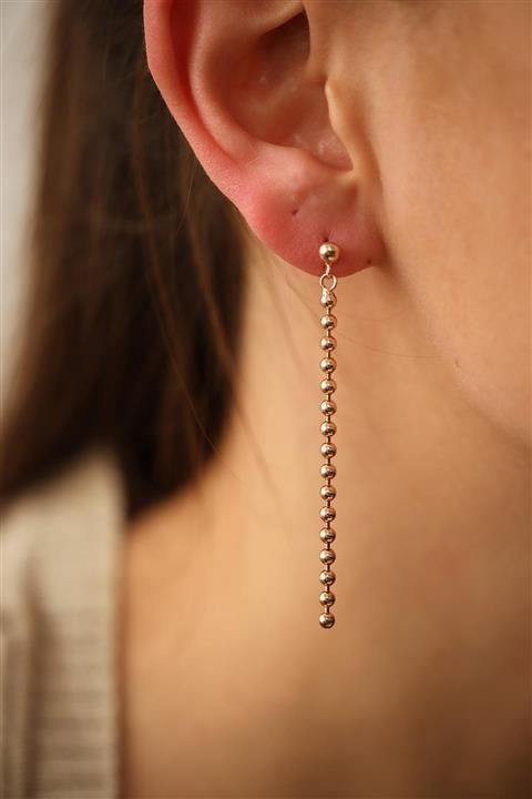 İzla Design Kadın Dorika Zincir Model Rose Kaplama Gümüş Küpe İZLASLVR00101