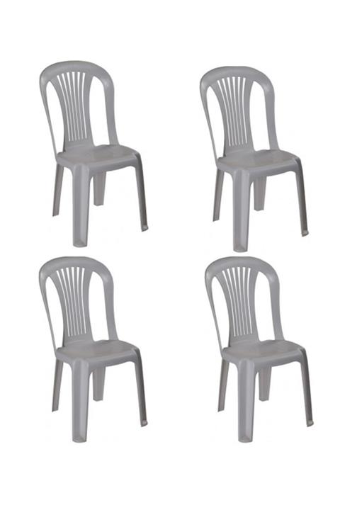 Asil Konsept Gri Plastik Bahçe Balkon Sandalyesi  4 Adet