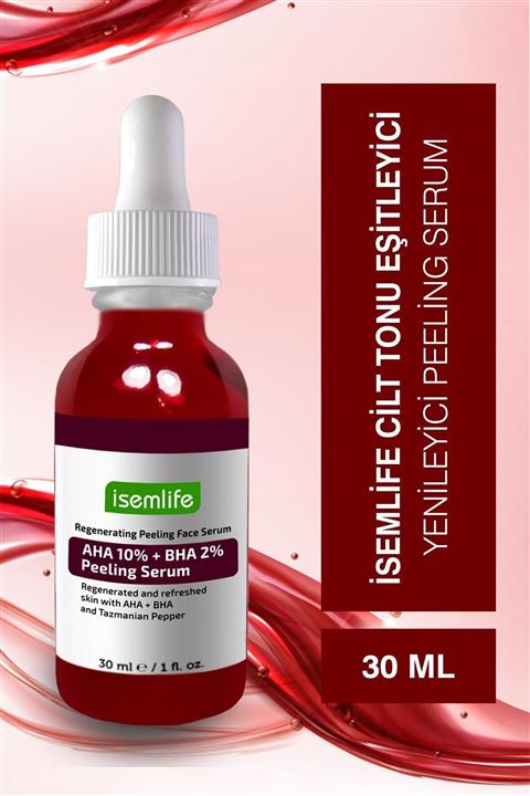 İsemlife Aha 10% Bha 2% Leke Giderici & Canlandırıcı & Cilt Tonu Eşitleyici Yüz Peeling Serum 30 ml