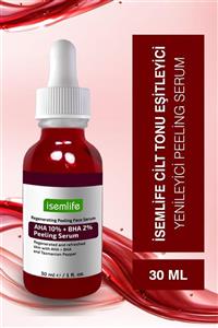 İsemlife Aha 10% Bha 2% Leke Giderici & Canlandırıcı & Cilt Tonu Eşitleyici Yüz Peeling Serum 30 ml