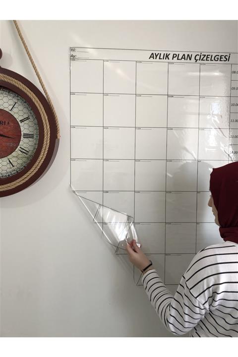Tutunabilir Kağıt Aylık Planlayıcı Akıllı Kağıt Tahta Takvim Yazı Tahtası + Kalem 100x100 Cm