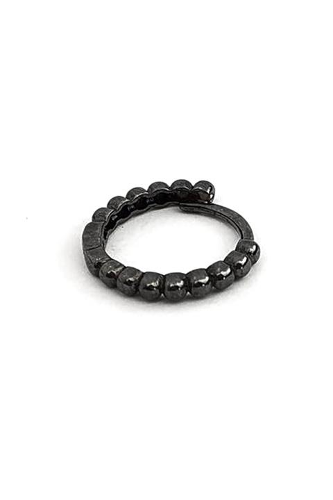 OSESHOP Siyah Rodajlı 925ayar Gümüş Tek Erkek Halka Küpe