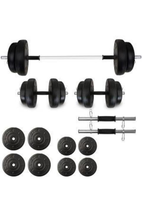 Tedarikcenter 35 Kg Yaylı Dambıl Halter Düz Bar Set Fitness Dumbell Ağırlık Seti Vücut Geliştirme Aleti