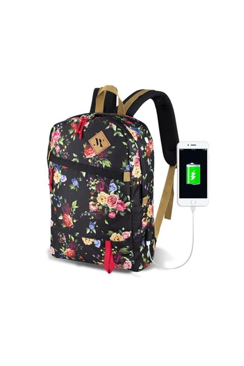 My Valice Smart Bag Freedom Usb Şarj Girişli Akıllı Sırt Çantası Çiçek Desenli