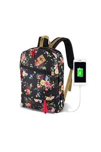 My Valice Smart Bag Freedom Usb Şarj Girişli Akıllı Sırt Çantası Çiçek Desenli